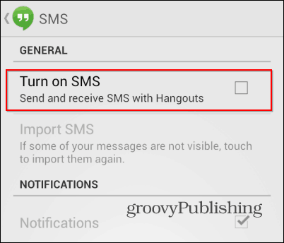 Hangouts SMS desactivado
