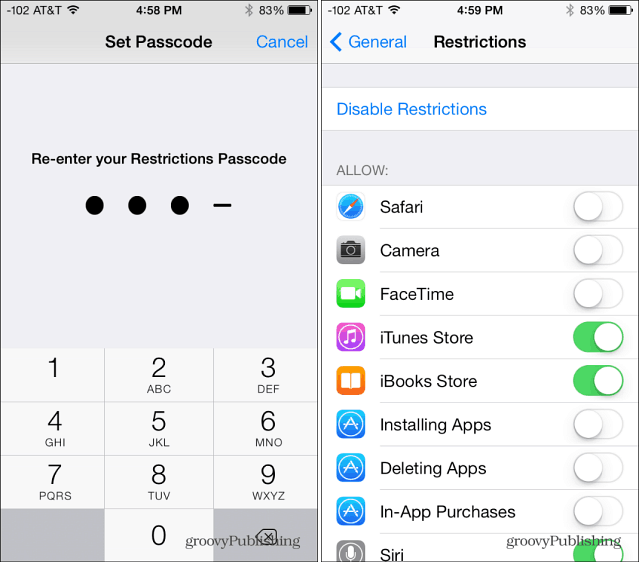 Restricciones de aplicaciones iOS 7