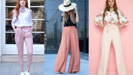 4 combinaciones diferentes con pantalones de papel rosa 