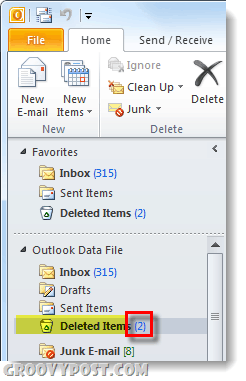 Outlook 2010 carpeta de elementos eliminados