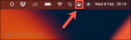 icono del centro de control en la barra de herramientas de mac