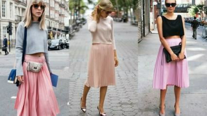 ¿Cómo combinar una falda rosa?