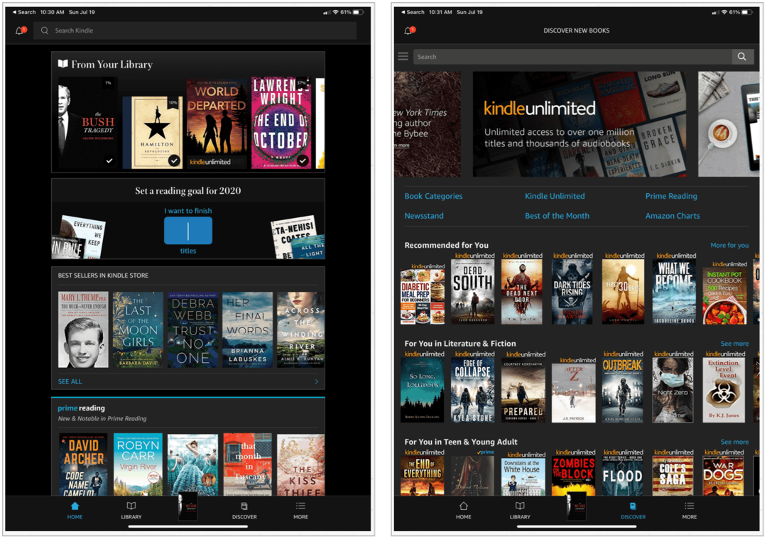 Amazon Kindle en iPad