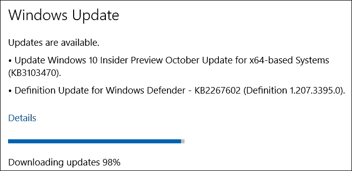 Actualización de octubre (KB3103470) para Windows 10 Insider Preview