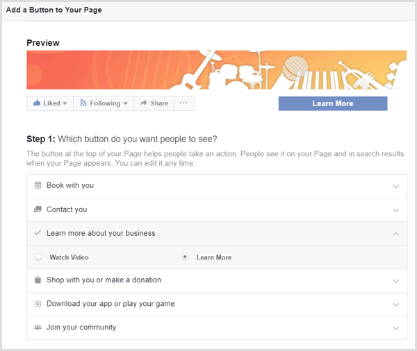 Facebook agrega el botón CTA a la página