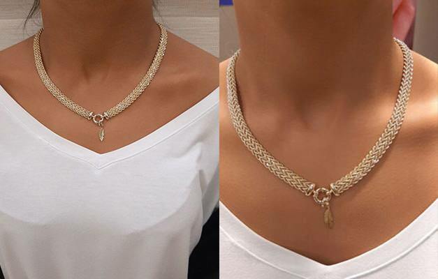 Collar de cadena trenzada de oro modelos de collar con colgante de estrella
