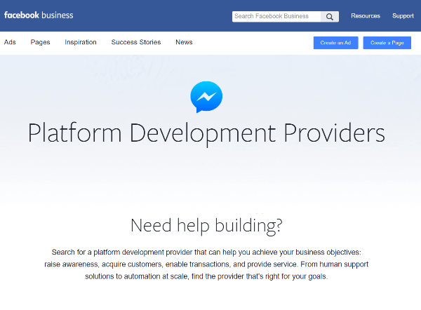 El nuevo directorio de proveedores de desarrollo de plataformas de Facebook es un recurso para que las empresas encuentren proveedores que se especialicen en crear experiencias en Messenger.