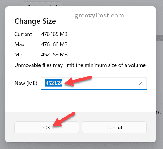 Cambiar el tamaño de una unidad de Windows 11
