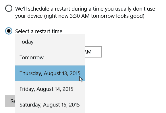 Programar día de reinicio Windows 10