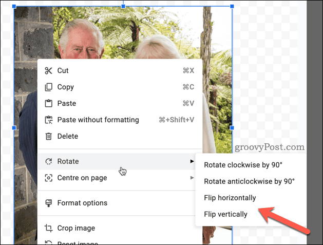 Voltear una imagen en Google Docs
