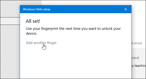 4 Windows Hello Fingerprint Complete Añadir otra