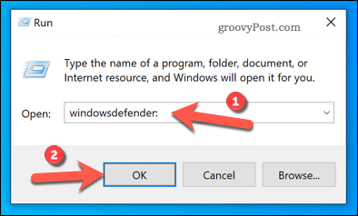 Abrir Seguridad de Windows usando Ejecutar en Windows