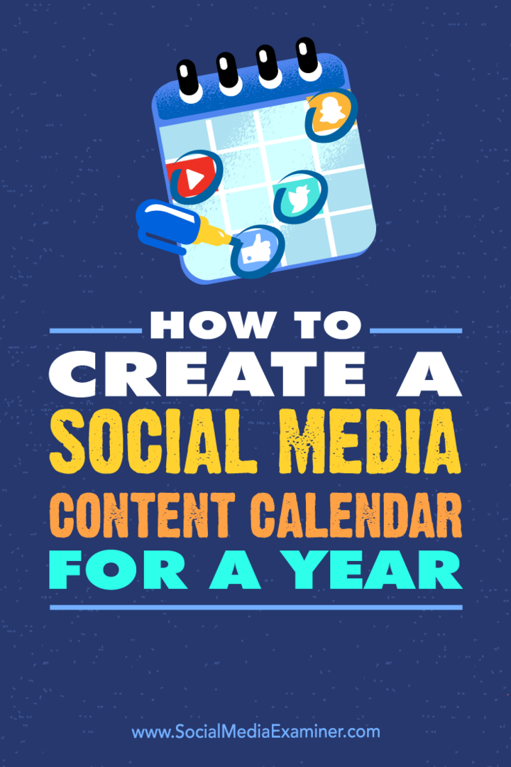 Cómo crear un calendario de contenido de redes sociales para un año por Leonard Kim en Social Media Examiner.