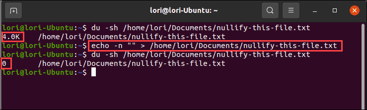 Usando el comando echo con salida nula en Linux