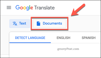 El botón Google Translate Documents
