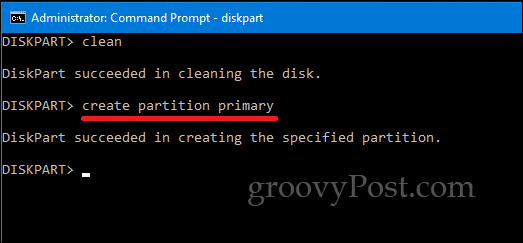 Línea de comandos de DiskPart Windows 10