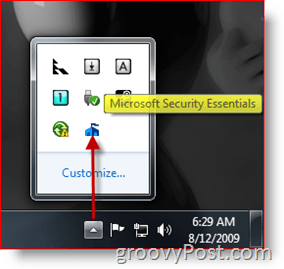 Icono / inicio de la barra de tareas de Microsoft Security Essentials