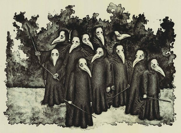 El método ilustrado de protección contra la peste, que se generalizó en la Edad Media, evitó la propagación de bacterias con estas máscaras.