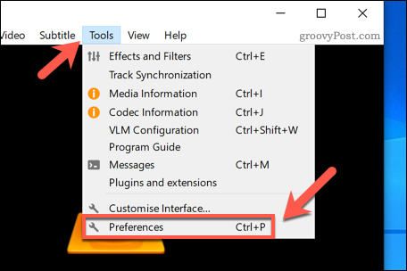 Abrir el menú de preferencias de VLC