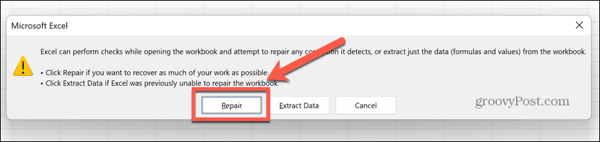 excel reparación