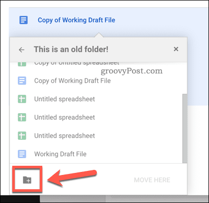 Creación de una nueva carpeta para mover archivos en Google Drive