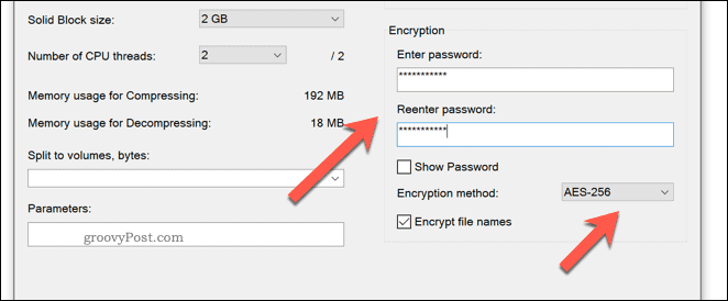 Métodos de cifrado para un archivo comprimido 7zip en Windows 10