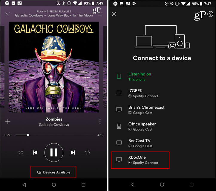 Dispositivo Spotify Connect para Android