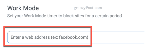 Agregar un sitio a la lista de bloqueo del modo de trabajo BlockSite