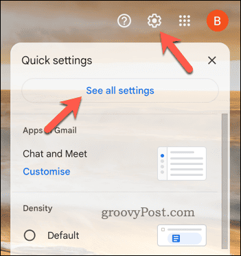 Botón Ver todas las configuraciones en Gmail