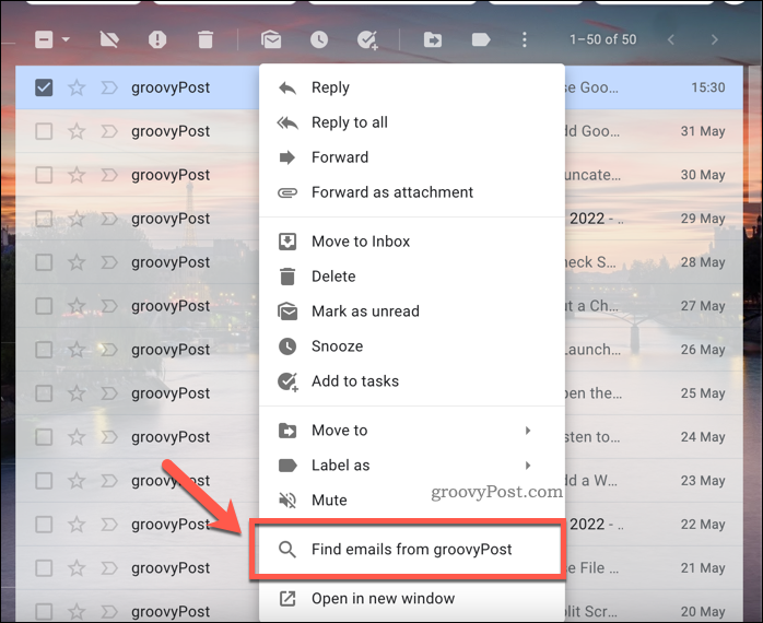 Opciones de búsqueda de correos electrónicos de Gmail