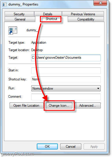 cambiar un icono de acceso directo windows 7