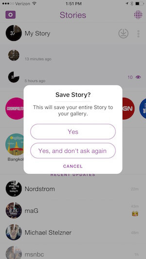 guarda tu historia de Snapchat en tu teléfono