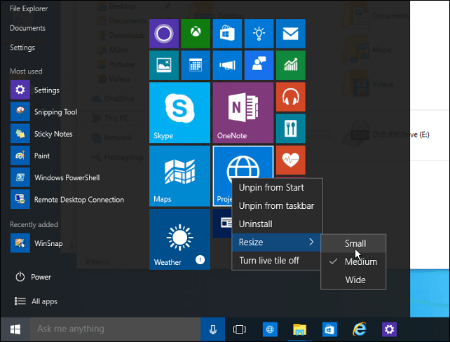 Consejo de Windows 10: haga que el menú Inicio sea eficiente en espacio