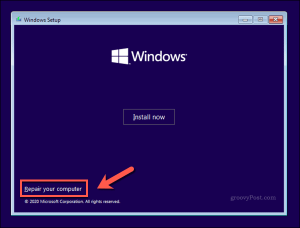 La pantalla del instalador de Windows 10