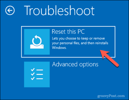 Restablecimiento de una PC con Windows 10