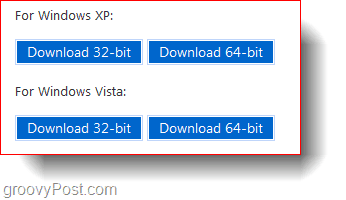 Windows XP y Windows Vista Descargas de 32 y 64 bits