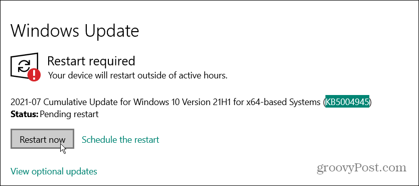reiniciar la actualización de emergencia de Windows 10