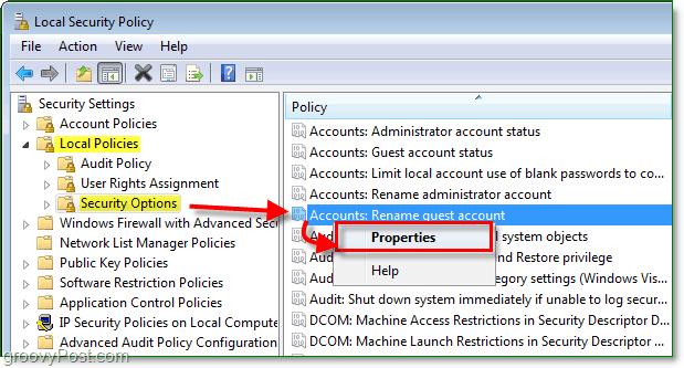 Cómo modificar el nombre de la cuenta de invitado en Windows 7 a través de la política de seguridad local