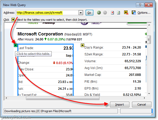 Seleccionar tablas de datos para uso web en Excel 2010