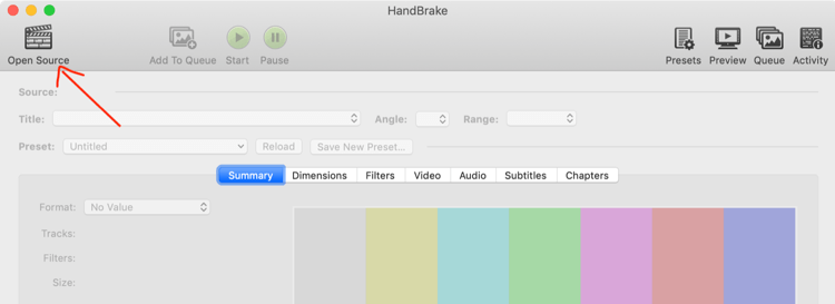 seleccionar video para importar a HandBrake