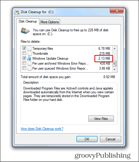 actualización de Windows 7 eliminar archivos antiguos limpiados
