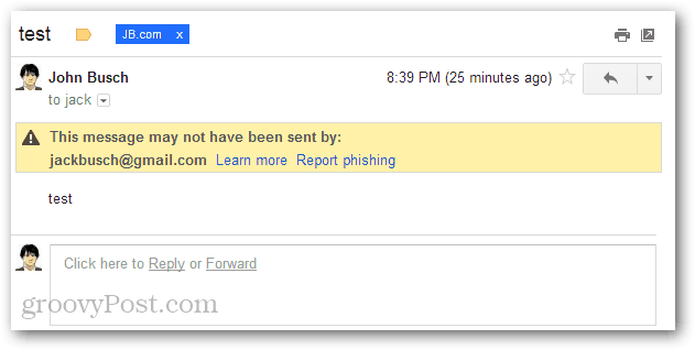 Es posible que este mensaje no haya sido enviado por informe de phishing