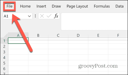 menú de archivo de Excel