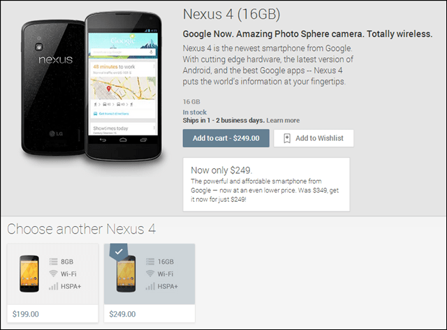 Google Descuentos Smartphone Nexus 4 Android a $ 199