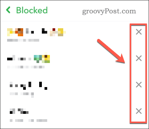 Eliminar un usuario bloqueado de la lista de usuarios bloqueados de Snapchat