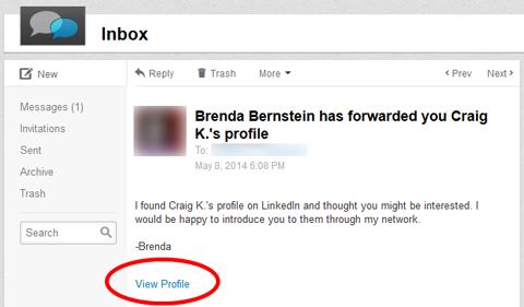 ver un perfil de LinkedIn a través de inmail