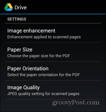 configuración de escaneo de google drive