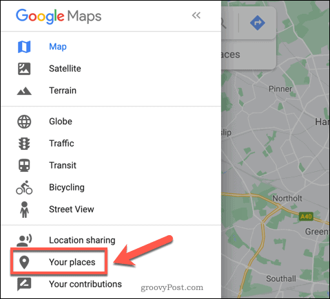 Opción Tus lugares de Google Maps