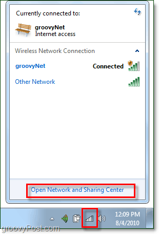 administrar redes desde la bandeja del sistema de Windows 7