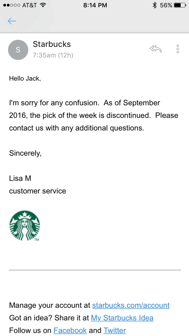 Aplicaciones gratuitas de Starbucks descontinuadas
